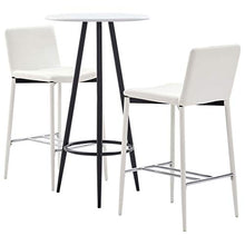 Tidyard Set 3 pz da Bar, Set Tavolino Bar, Set Bar per la Casa, Set di Mobili da Balcone, Set di Mobili per Cucina, Set Tavolo Quadrato e 2 Sedie da Bar Alti in Similpelle Bianco