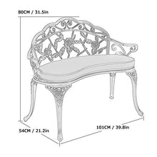 Panchine da Giardino Panca per Tempo Libero da Esterno, Panca da Terrazza in Ghisa Resistente Alle Intemperie, Panca da Cortile Con Schienale e Braccioli Panchine da Giardino Decorative Sotto Portic