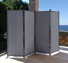 QUICK STAR Paravento da Giardino 220 x 165 cm 4 parti pieghevole Divisorio in Tessuto Protezione della Privacy Grigio