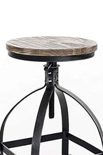 CLP Sgabello Design Industriale in Metallo Raja con Seduta in Legno - Sgabello Senza Schienale da Bancone Regolabile in Altezza 50,5-67 cm I S, Colore:Antico Argento
