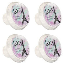 Maniglie per cassetti Manopole per cassetti Manopole rotonde Confezione da 4 per armadietto, cassetti, cassettiere, cassettiere ecc - torre eiffel disegnata a mano