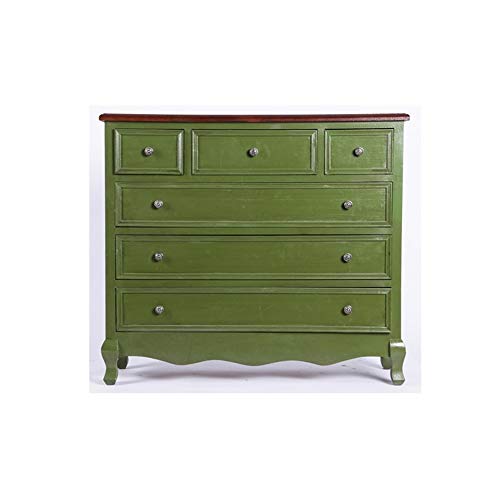 Zhengowen Cassettiera Vecchi Bagagli Sei cassetti di Legno Solido Decorazione del Salone Veranda Gabinetto Governo di immagazzinaggio Retro Credenza Industriale (Colore : Verde, Size : 117x95x35cm)