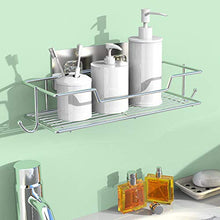 Mensola angolare per doccia con gancio, senza foratura, per vasca da bagno, con staffa di aspirazione, organizer da cucina, in acciaio inox
