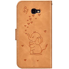 Herbests Compatible per Samsung Galaxy J4 Plus 2018 Flip Case Protettiva in Pelle PU Cover Pure Color Retro Elefante Portafoglio Custodia Book-Style Copertura con Supporto,Giallo Scuro