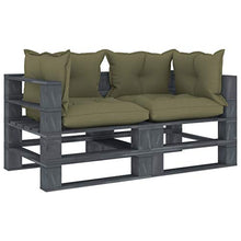 Tidyard Divano Pallet da Giardino con Cuscini, Divano da Giardino in Pallet 2 Posti in Legno Beige