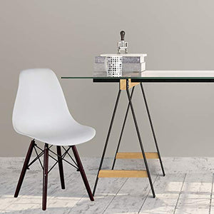 Y&D Home - Sedia da pranzo moderna con seduta in polipropilene e gambe in legno di noce, per soggiorno, camera da letto, sala d'attesa, ufficio, caffè, reception, set da 4 pezzi, colore: Bianco