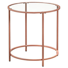 VASAGLE Tavolino da caffè, Tavolino Rotondo con Piano in Veltro Temperato e Struttura in Metallo Colore Oro Rosa, per Soggiorno, Balcone, Decorativo, Comodino, Oro Rosa LGT020A02