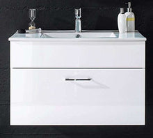 AVANTI TRENDSTORE - Silas - Lavabo con 1 cassetto compreso in Bianco Lucido/Opaco d'imitazione, ca. 80x50x45 cm