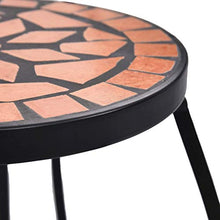 Tidyard 3 pz Tavolini con Mosaico in Ceramica Terracotta/Blu e Ferro,Portafiori Mosaico,Tavolino Terrazzo Mosaico,Tavolinetto Mosaico,Tavolo Mosaico
