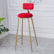 Posto a sedere Sgabello Alto velluto imbottito Bar Sgabello con gambe d'oro ferro Cucina Colazione Dining Chair poggiapiedi contatore Altezza sgabello, Altezza seduta 75cm, Carico massimo 150 kg sgabe