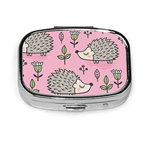 Contenitore quadrato per pillole medicinali con foglie e fiori su rosa moda portapillole organizer da viaggio per pillole integratori vitamine