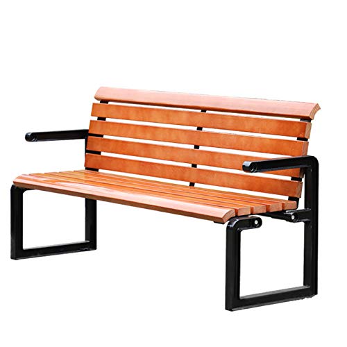 Panchina in ghisa mobili da giardino per esterni, panchine di attesa in legno massello in ferro anticorrosivo con schienali per parco, cortile balcone portico giardino lungo panchina dritta