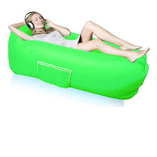 Huou, lettino gonfiabile 2019, divano gonfiabile impermeabile con borsa portaoggetti, amaca con poggiatesta gonfiabile per viaggi, campeggio, piscina e spiaggia (verde)