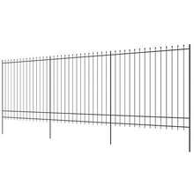 Palizzata di Sicurezza Appuntita in Acciaio 600x200 cm Nera Articoli di ferramenta Barriere e recinzioni Pannelli per recinzioni