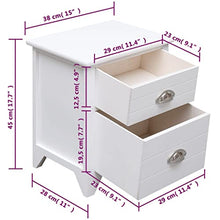 vidaXL Comodino Stile Tradizionale Rustico Semplice Solido Resistente con Cassetti Stand Tavolino Notte Tavolinetto Bianco Comò Legno di Paulonia