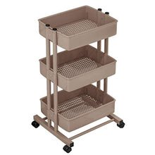 Carrello di stoccaggio Carrello multifunzione in plastica a 3 strati, con capacità fino a 220 libbre, carrello di stoccaggio per vasca per impieghi gravosi con cremagliera di approfondimento, marrone