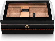 RVTYR Cigar Box - Finestra Trasparente Cigar Box Mellow Legno di Cedro Vetro Piano Vernice Cigar Humidor Cigar Cabinet Nero Cigar Box umidificatore per sigari DXSUYT (Color : A)
