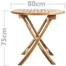 PrimeMatik - Tavolo da Giardino Rotondo Pieghevole 80 cm in Legno di Teak Certificato