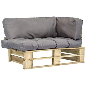 Tidyard Divano in Pallet da Esterno a 2 Posti, con 2 Cuscini Rimovibili, 110 x 66 x 65 cm, Certificato FSC, Grigio