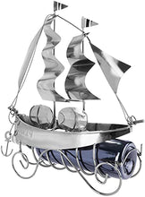 BRUBAKER Portabottiglie per Vino - Nave a Vela - Decorazione in Metallo - Portabottiglie con Biglietto d'Auguri - Regalo del Vino