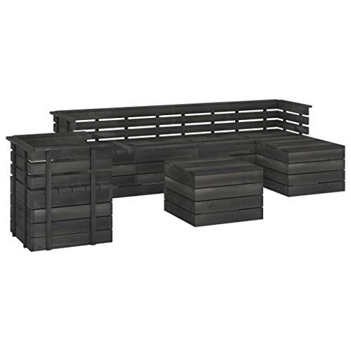 vidaXL Set Divani da Giardino su Pallet 7 pz Legno Pino Grigio Scuro