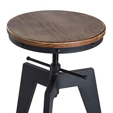 homcom Sgabello da Bar Alto in Stile Industriale Regolabile in Altezza, Metallo e Legno, 39x41x49-64cm Marrone e Nero