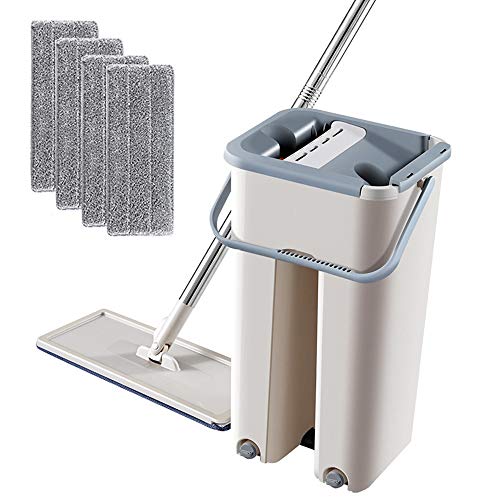 SSAYY Spray Mop Mop per Pulizia A Mano Libera Mop in Microfibra per Pulizia A Rotazione Libera con Secchio Piatto A Pressione A Spruzzo per Pulizia Domestica