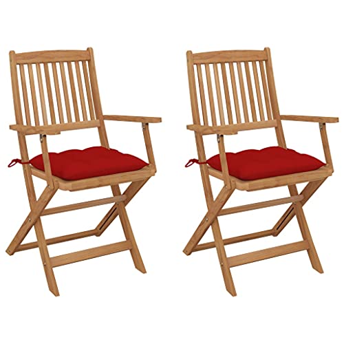 vidaXL Sedie da Giardino Pieghevoli 2pz con Cuscini Massello d'Acacia