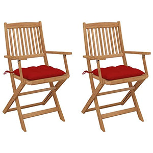 vidaXL Sedie da Giardino Pieghevoli 2pz con Cuscini Massello d'Acacia
