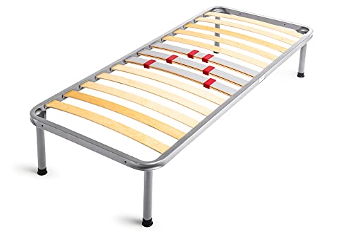 venixsoft - Robusta - Rete Letto Doghe in Legno, Telaio in Ferro, Regolatori centrali di Rigidità, Doppie Doghe Centrali 80x190