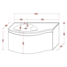 Mobile bagno sospeso LENA 1000 talpa opaco - specchio a scelta opzionale, Specchio:Senza specchio, Piletta Pop-up:Con piletta Pop-up
