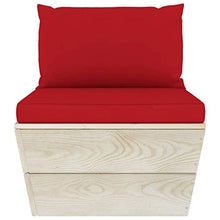 SKM Set Divani da Giardino su Pallet 5 pz con Cuscini Legno Abete (82.2kg) Rosso-3474