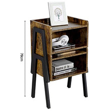 Yaheetech Comodino Camera da Letto Industriale Tavolino Laterale da Divano Tavolino Basso Impilabile Mobile da Divano in Legno e Metallo 46 x 33 x 53 cm