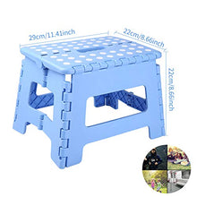 BEYAOBN Sgabello Pieghevole,Plastica Sgabello richiudibileda Viaggio Portatile Fino a 136 kg,H 22 cm, Compatto e Facile da riporre, Perfetto per la Cucina e Il Bagno(Blu)