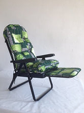 TECNOWEB Ricambio Cuscino Arrotondato per Sdraio con Carrello Super Imbottita col.Fondo Verde Fiori Bianchi