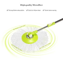 WAMSY Mop Stock Spin Mop 360 Mop E Secchio Rotanti Magic Roll Mop Rotante Facile da Strizzare con 2 Testine in Microfibra