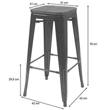 Set 4X sgabelli bistrot Design Industriale HWC-A73 Legno Metallo Verniciato Bianco