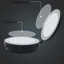 Lampada da Tavolo Specchio Luminoso bifacciale Rotondo Specchio per Trucco Nero a LED Triplo con Lente d'Ingrandimento Specchio Portatile Creativo 5X Due File