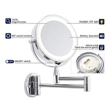 LZNAN - Specchio da trucco da parete, regolabile, con LED da 6 pollici, ingrandimento 1X/5X, doppio braccio Extend 2-Face