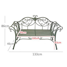 zenggp Panca da Giardino con Braccioli Posti A Sedere da Giardino in Metallo Sedia da Giardino Rustica Vintage,Green