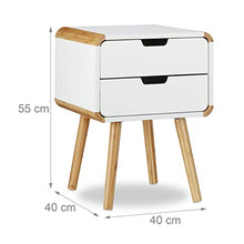 Relaxdays 10020977 Comodino a 2 Cassetti Mobiletto in Legno Cassettiera Camera da Letto Salvaspazio HxLxP: 55 x 40 x 40 cm Bianco