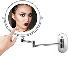 WZDD Specchio da Trucco da Parete, Specchio Cosmetico con Luce LED E Ingrandimento 5X, Girevole a 360° Doppio Faccia Specchio da Parete Rotondo