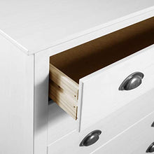 GOTOTOP Mobiletto con 5 cassetti, cassettiera Bianca in Legno di Pino Massiccio, per Soggiorno, Ingresso e Camera da Letto, 79 x 40 x 96,5 cm, Colore: Bianco