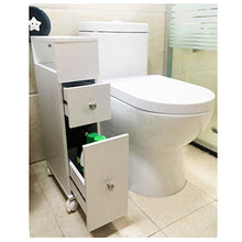 ease Mobile da bagno con ruote con 2 cassetti Carrello portaoggetti da cucina in legno Mobile da bagno 15 × 33 × 66.5 CM Bianco