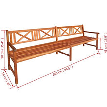 SHENGFENG Panca da giardino, in legno di acacia, panca per sedersi, panca esterna, 240 x 56 x 90 cm