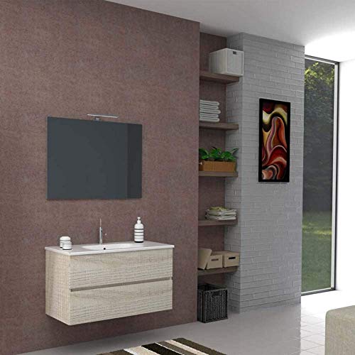 Mobile Bagno Completo Lavabo Specchio Led Harmony 80CM CERAMICHEMIRANDA-Frassino Tranchè