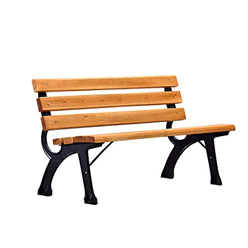 GaoF Panchina da Giardino per terrazza Esterna per Uso Domestico, Panca per Il Tempo Libero con Schienale in Legno massello Anti corrosivo, panchina per Il Parco in ghisa per 2-3 Persone