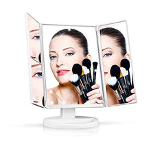 XXYWJF Specchio da trucco con luci, specchio cosmetico a 21 LED, ingrandimento 2x 3x, controllo touch, doppio alimentatore, portatile, rotazione libera