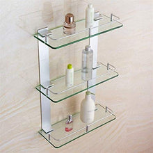 Storage Mensole da Bagno a Parete, ripiano in Vetro Elegante e Resistente alla Sicurezza, mensole da Bagno a Parete, portaoggetti per Doccia a Parete per Foratura per Cucina in Bagno (3 Livelli)