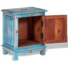 Tidyard- Comodino in Legno, Comodini Vintage Massello di Mango Blu